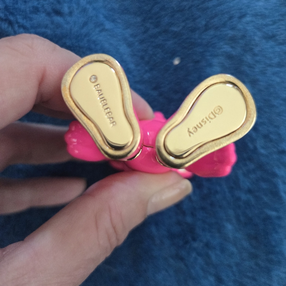 Mickey Mouse Disney X Baublebar hot pink Enamel gold bag charm NIB - Picture 4 of 4